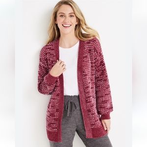 Maurices Textured Cardigan Size Small Burgundy